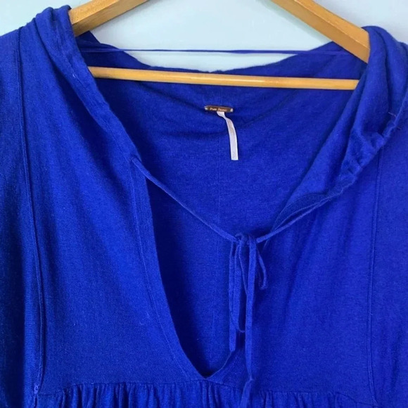 Free People hooded Top blue size S/p - Picture 5 of 7